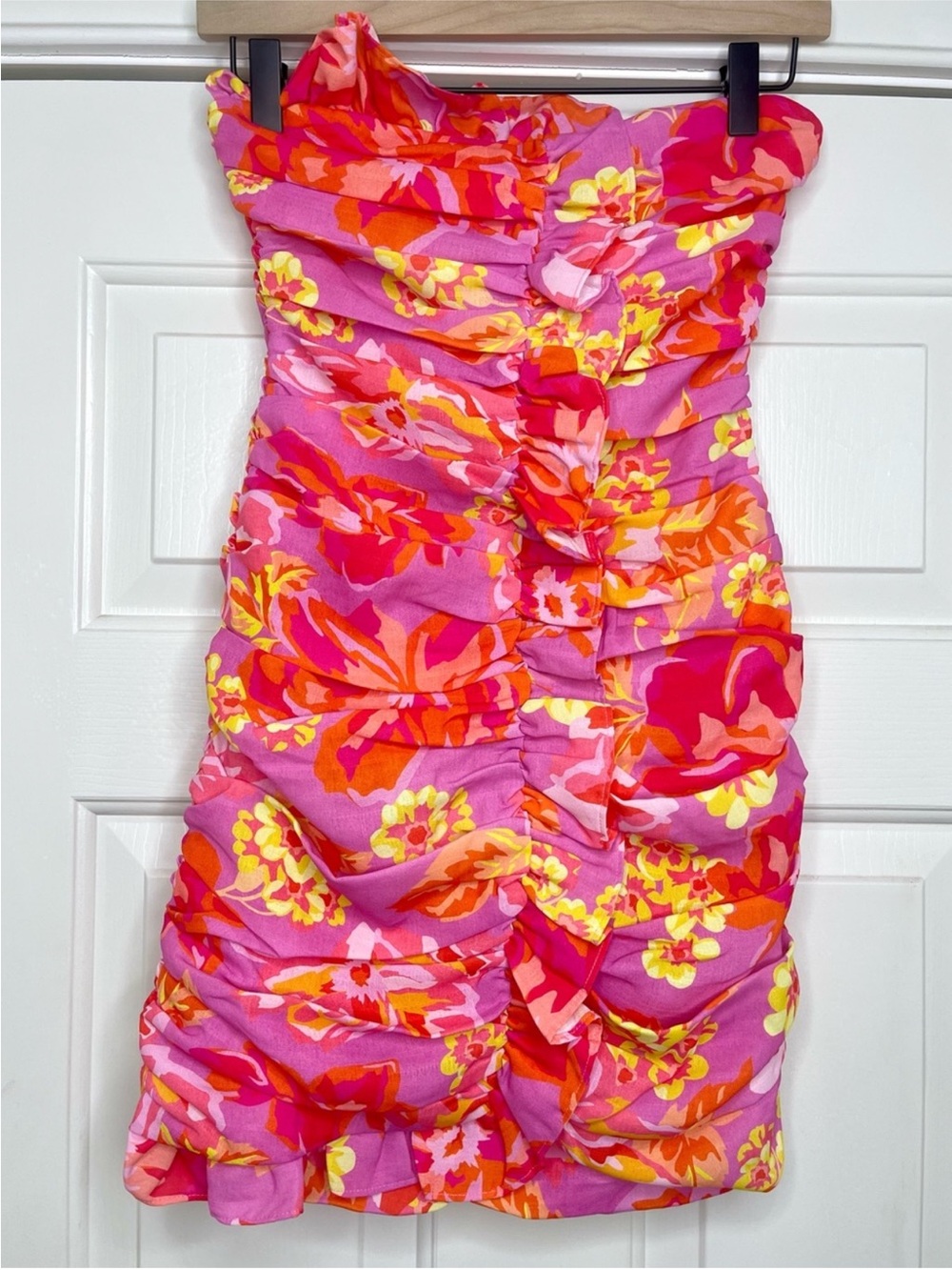 NWT Seven Wonders Kanyo Pink Floral Ruched Mini Dress XS Hello Molly - Picture 6 of 13